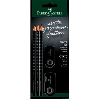 Set med pennor Faber-Castell Svart Triangulär B 5 Delar