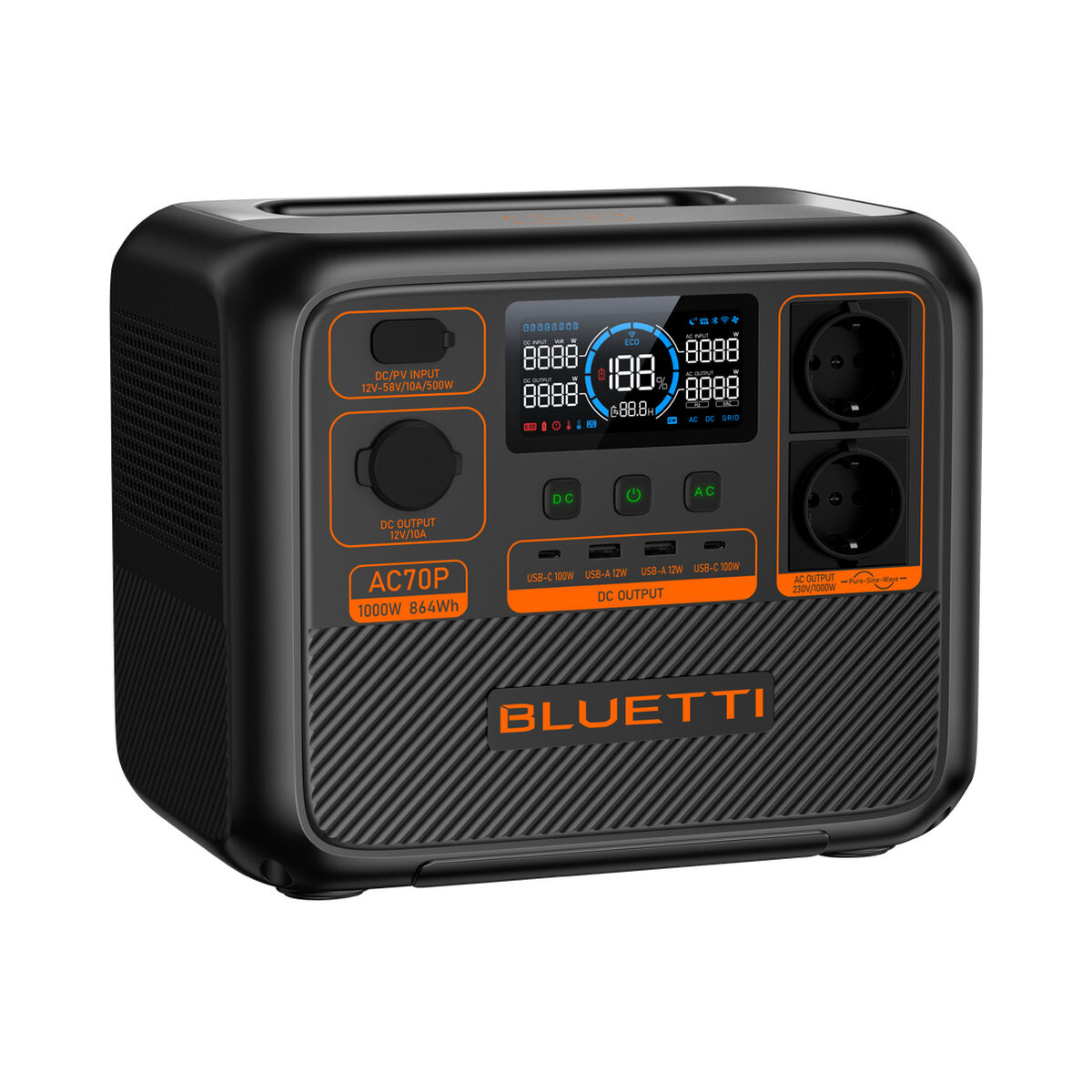 Bärbart kraftverk Bluetti P-AC70P-EU-GY-BL-010 - 2