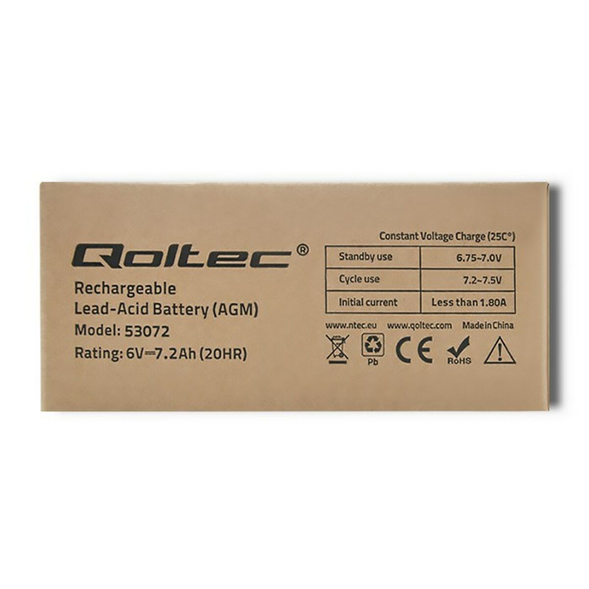 Batteri till System för Avbrottsfri Strömförsörjning UPS Qoltec 53072 7200 mAh 6 V - 7