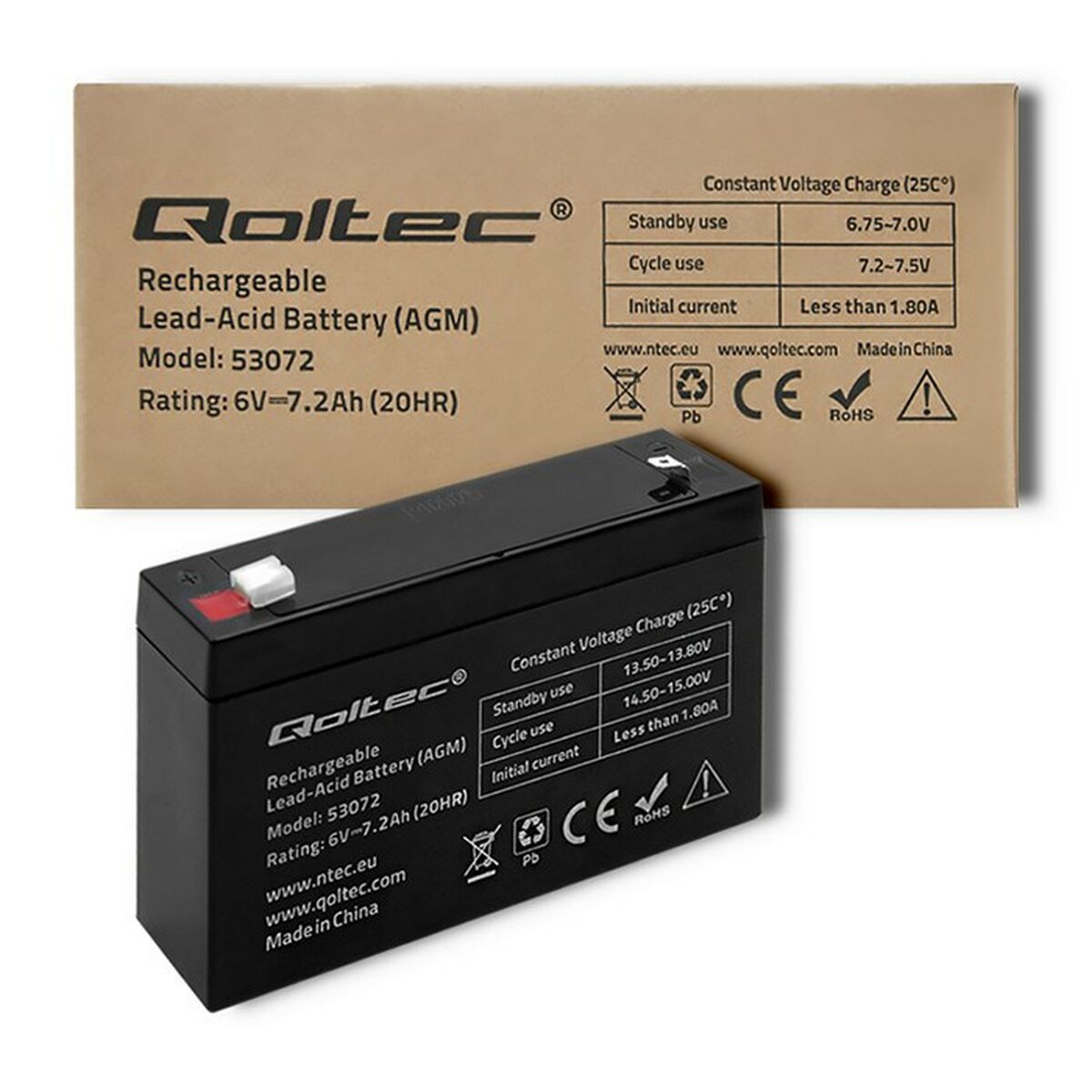 Batteri till System för Avbrottsfri Strömförsörjning UPS Qoltec 53072 7200 mAh 6 V - 6