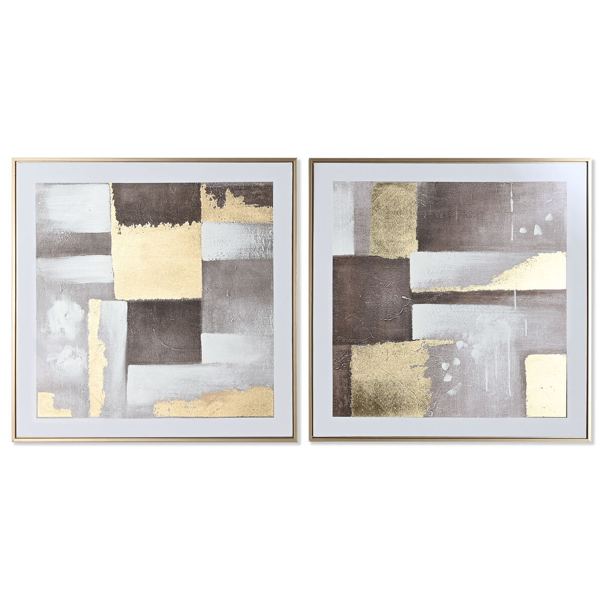 Tavla Home ESPRIT Brun Gyllene Abstrakt Modern 80 x 4 x 80 cm (2 antal)