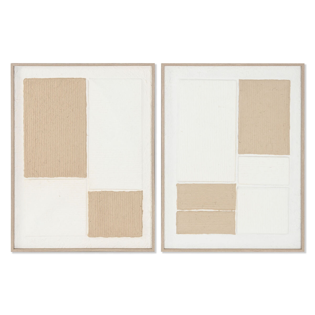 Tavla Home ESPRIT Vit Naturell Abstrakt Skandinavisk 60 x 3 x 80 cm (2 antal)