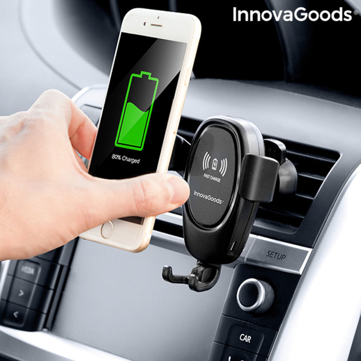 Mobilhållare med trådlös laddare för bil Wolder InnovaGoods - 9