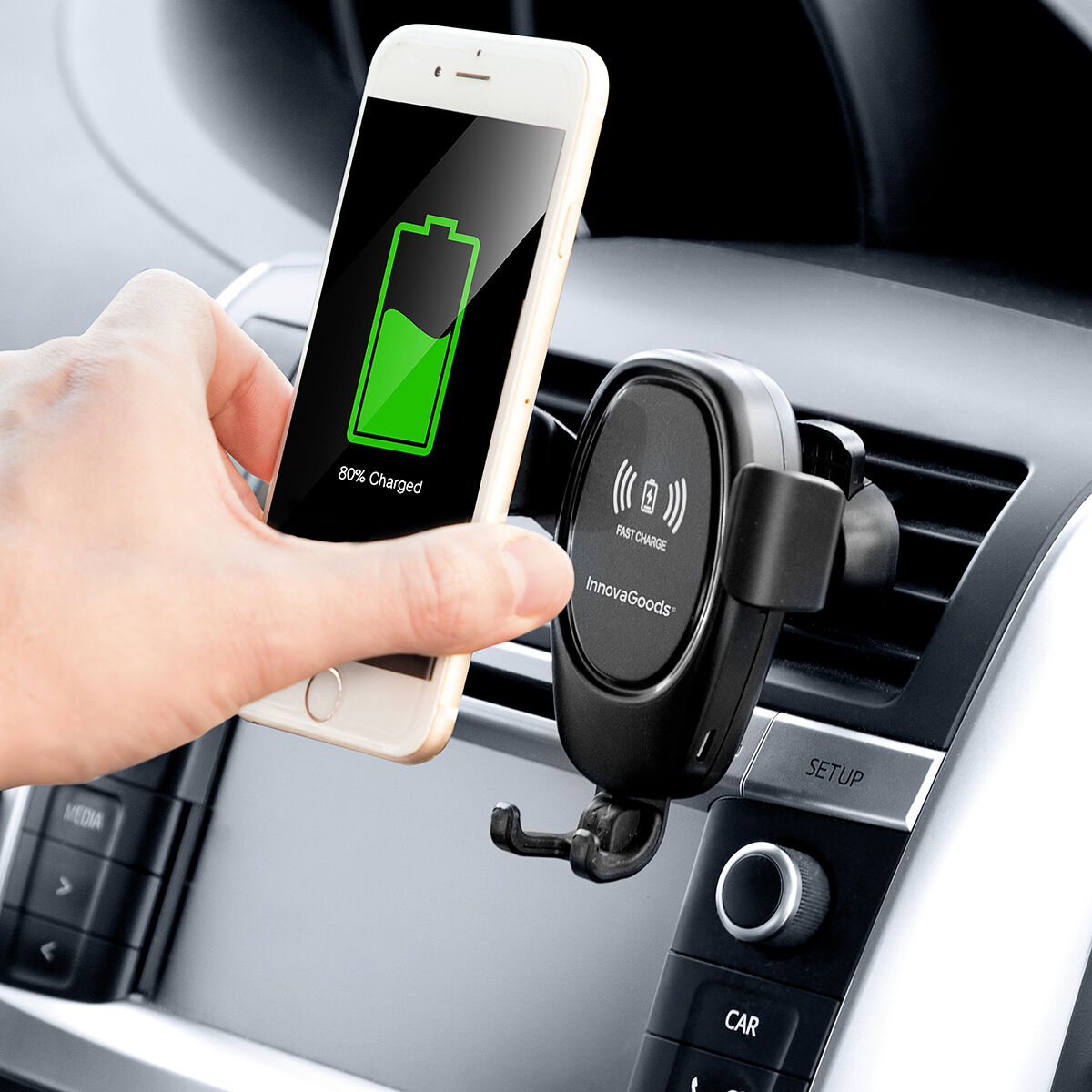 Mobilhållare med trådlös laddare för bil Wolder InnovaGoods - 25