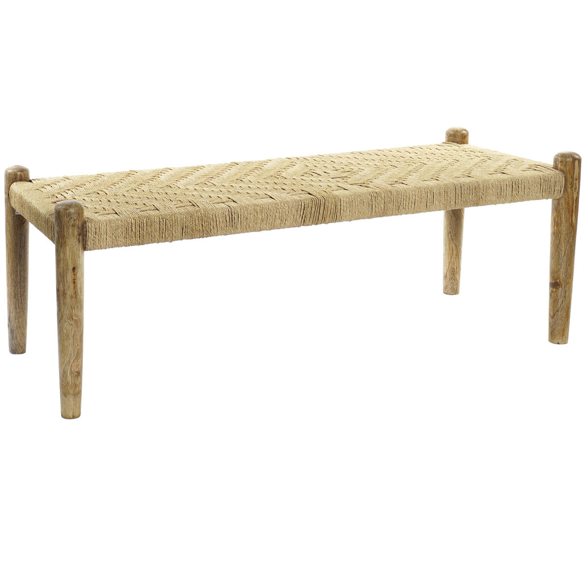 Sittpall DKD Home Decor 145 x 55 x 49 cm Naturell Brun Snöre Mangoträ