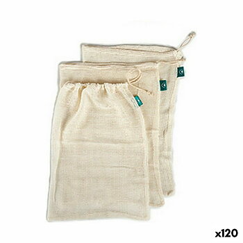 Set med återanvändningsbara livsmedelspåsar Vit 100% bomull 5 x 48 x 33 cm (120 antal)