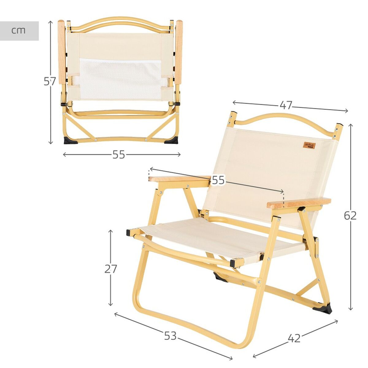 Hopfällbar campingstol Aktive Sabana 47 x 62 x 42 cm (2 antal) - 12