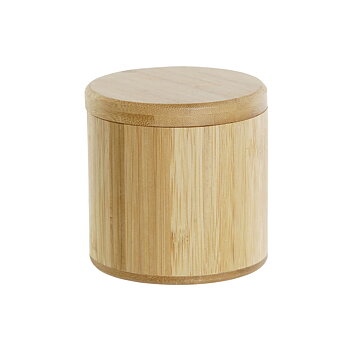 Saltkar med lock DKD Home Decor Naturell Bambu 8,5 x 8,5 x 8,5 cm