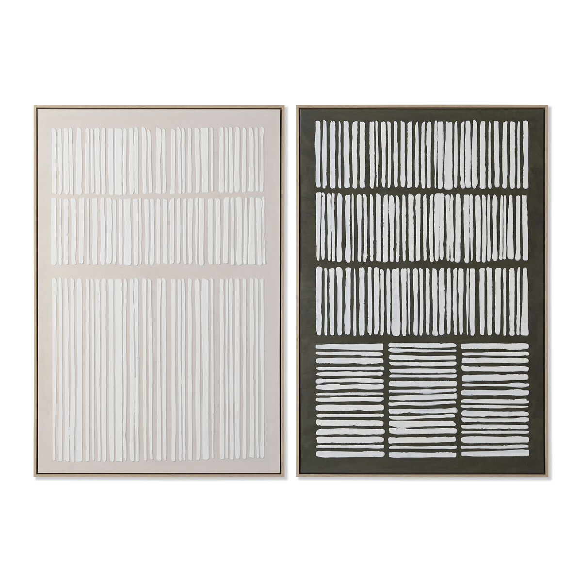 Kanvas Home ESPRIT Vit Grön Beige Mörkgrå Ränder Urban (2 antal)