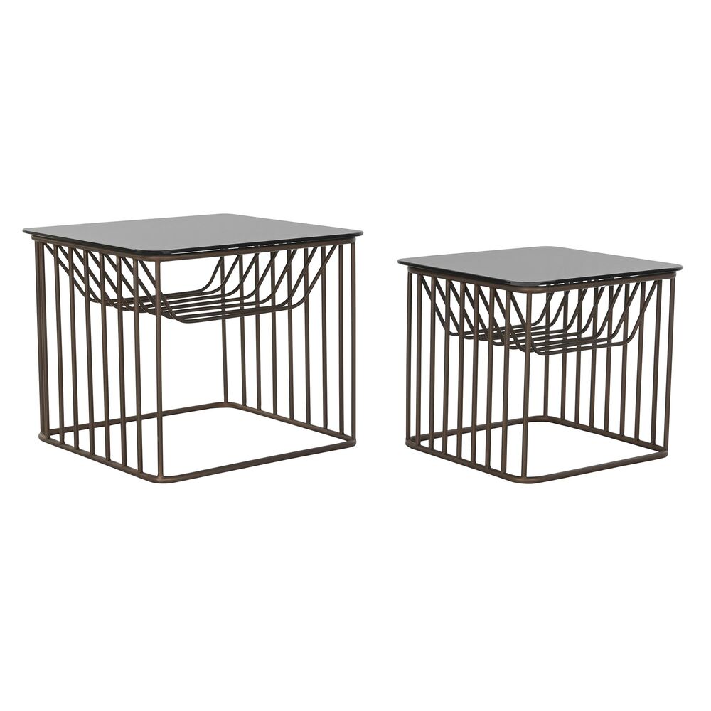 Set om 2 bord DKD Home Decor Svart Koppar 52 x 52 x 44 cm