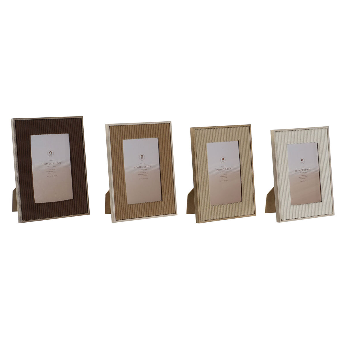 Fotoram Home ESPRIT Brun Beige Sammet Glas Modern (4 antal)