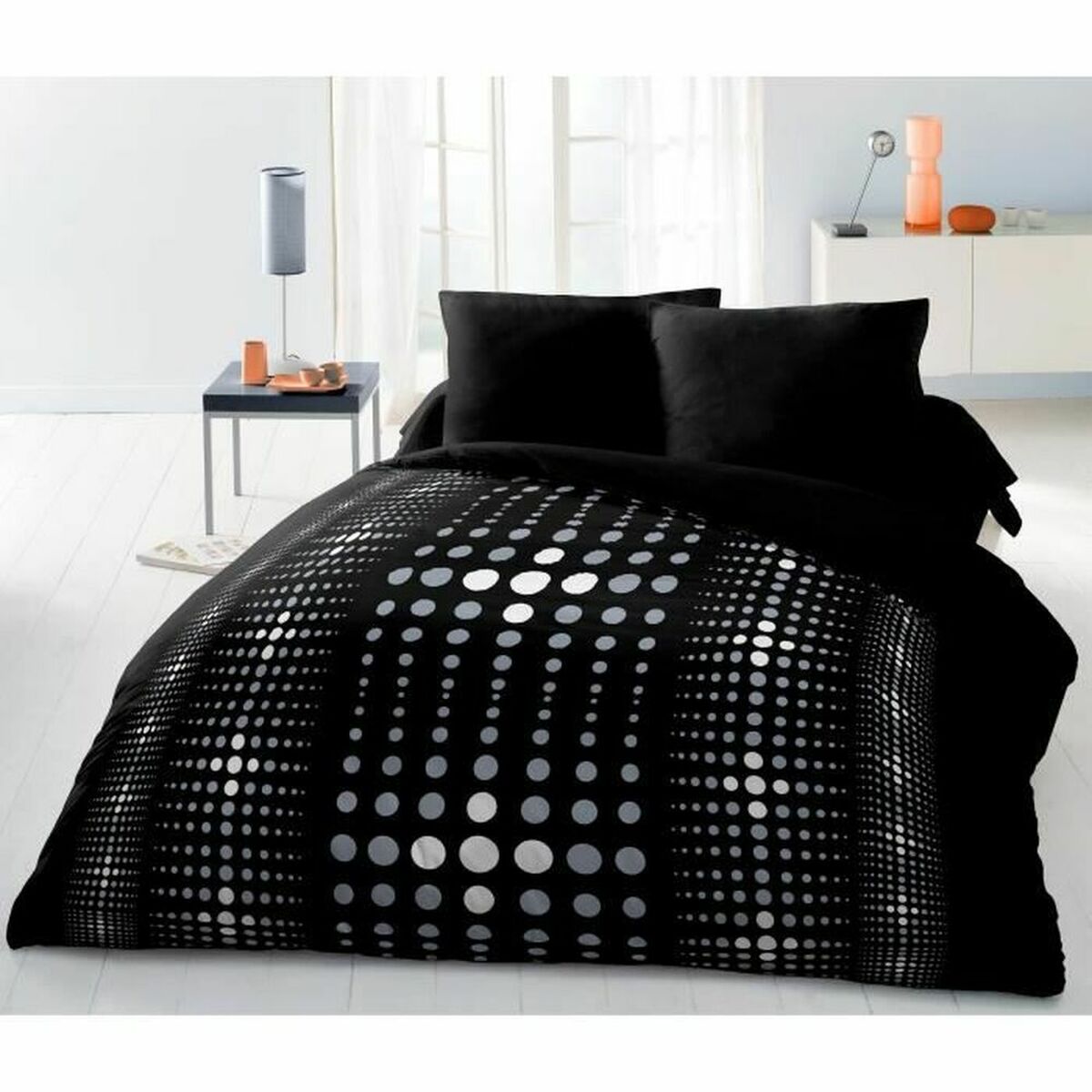 Täckslagsset HOME LINGE PASSION Steevy Svart Grå Dubbelsäng 220 x 240 cm - 4