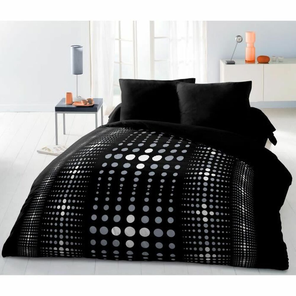 Täckslagsset HOME LINGE PASSION Steevy Svart Grå Dubbelsäng 220 x 240 cm