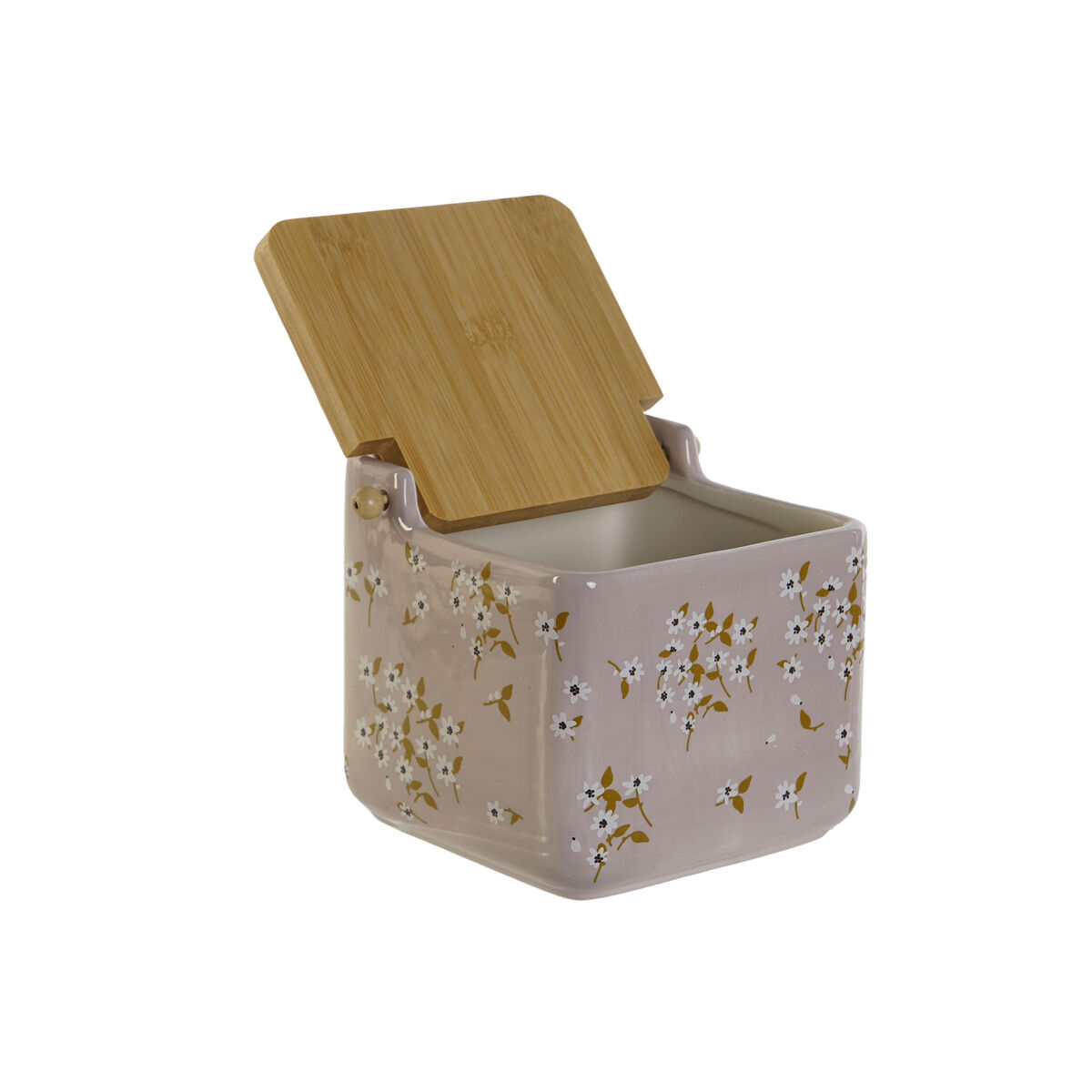 Saltkar med lock DKD Home Decor Grön Rosa Senap Lila Bambu 750 ml 14 x 12,5 x 12 cm (4 antal) - 4