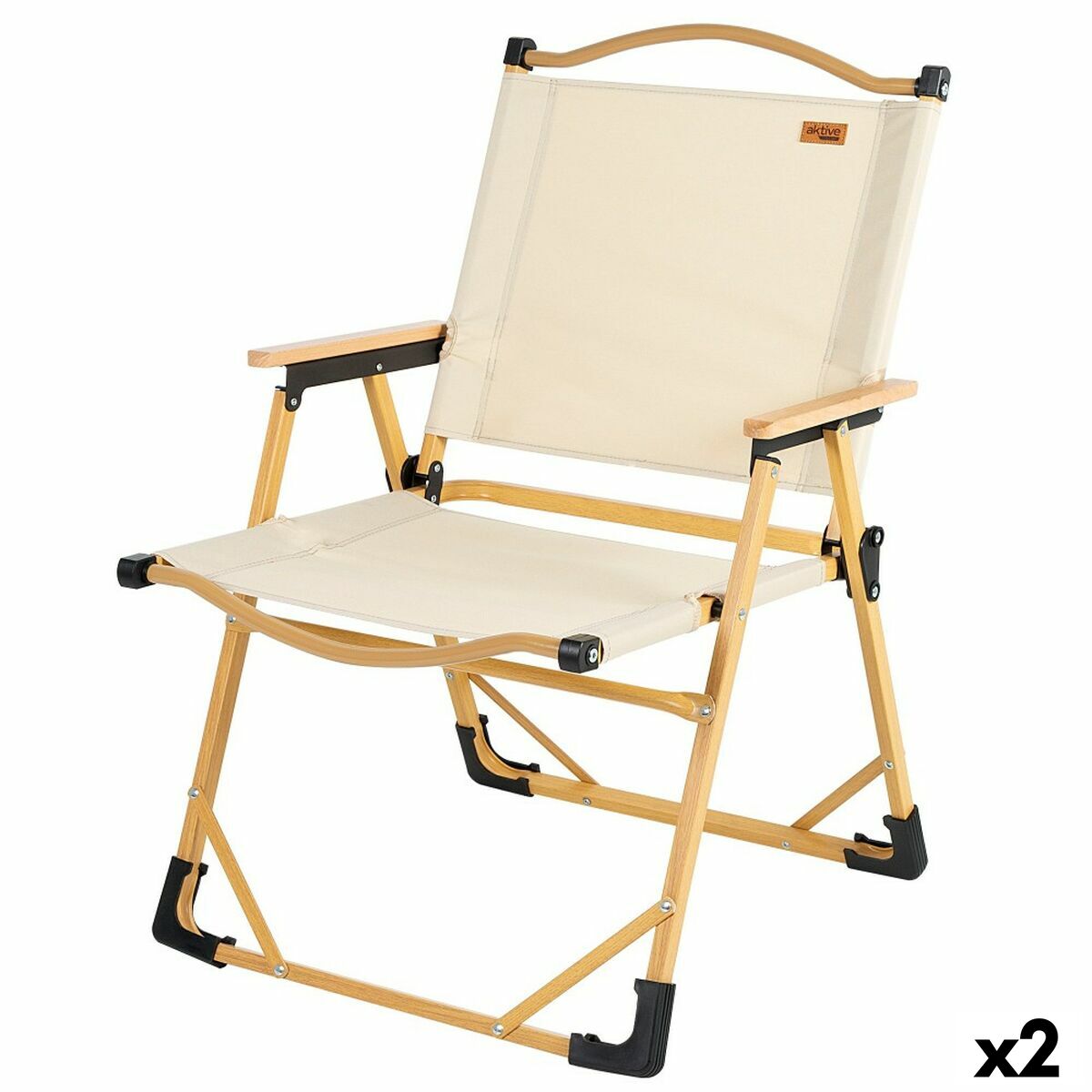 Hopfällbar campingstol Aktive Sabana Jord 47 x 77 x 51 cm (2 antal) - 8