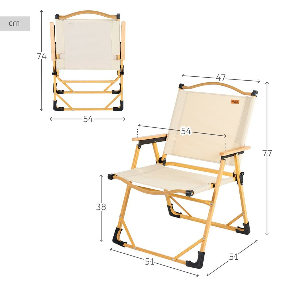 Hopfällbar campingstol Aktive Sabana Jord 47 x 77 x 51 cm (2 antal) - 4
