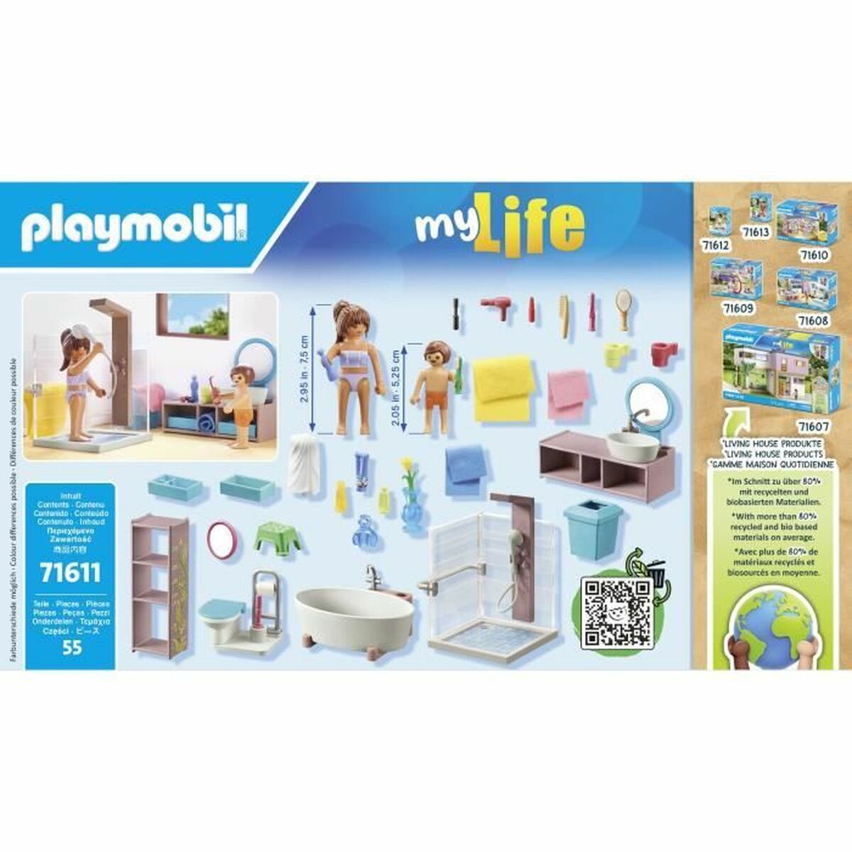 Playset Playmobil 71611 - Bathroom bathtub 55 Delar - 5