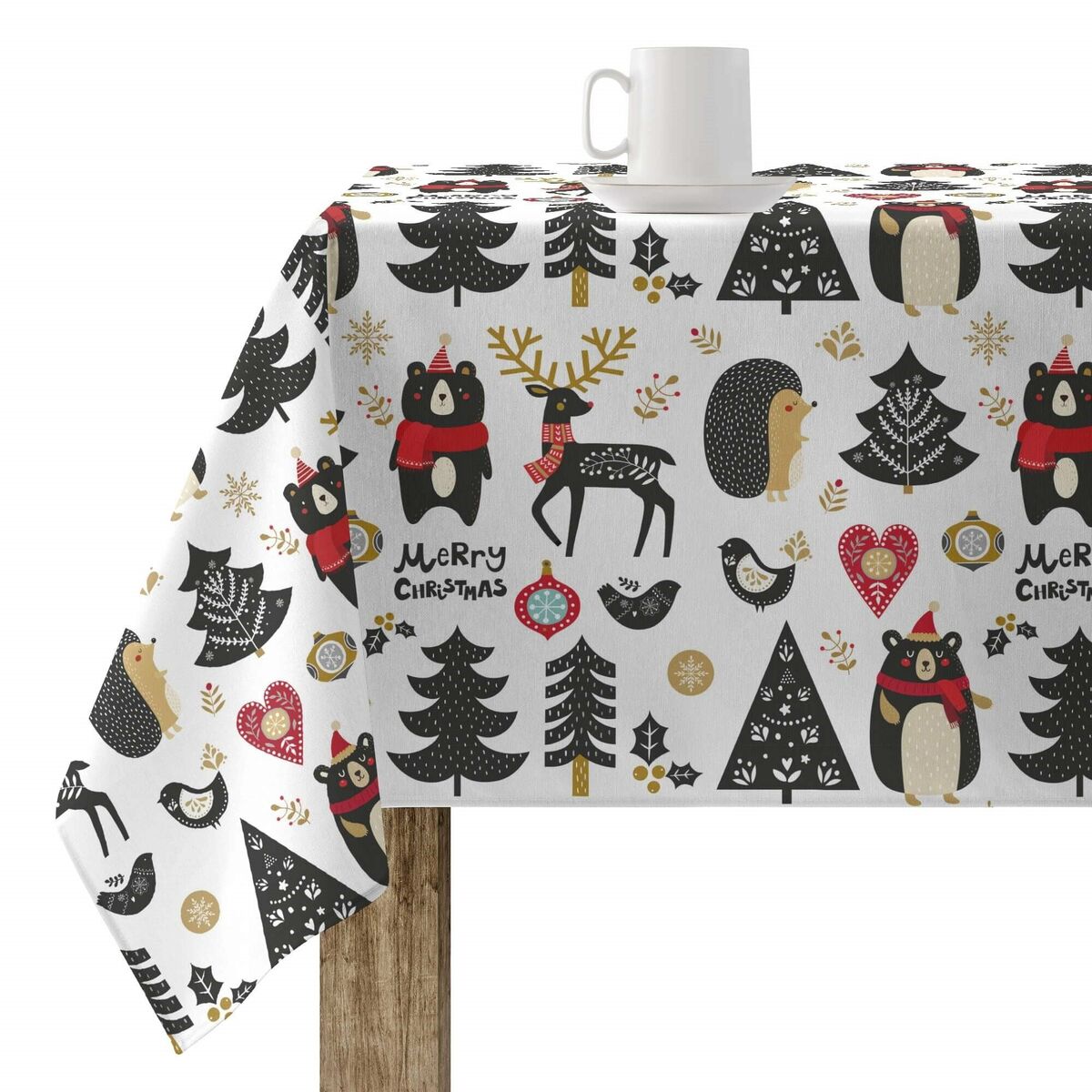 Fläckresistent bordsduk i harts Belum Merry Christmas Multicolour 150 x 150 cm