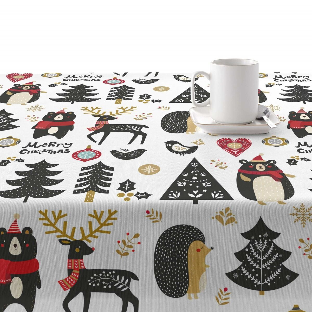 Fläckresistent bordsduk i harts Belum Merry Christmas Multicolour 150 x 150 cm - 2