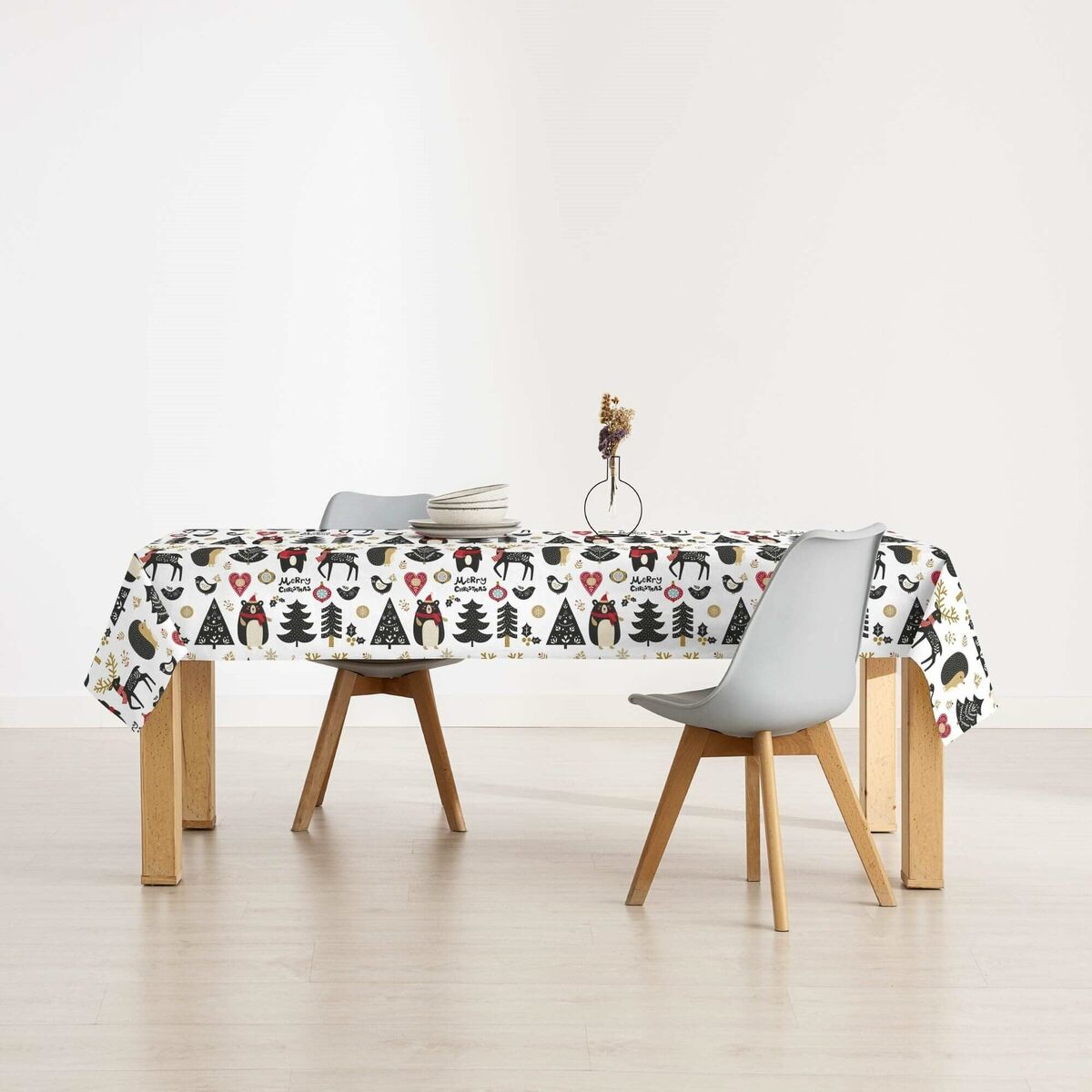 Fläckresistent bordsduk i harts Belum Merry Christmas Multicolour 150 x 150 cm - 3