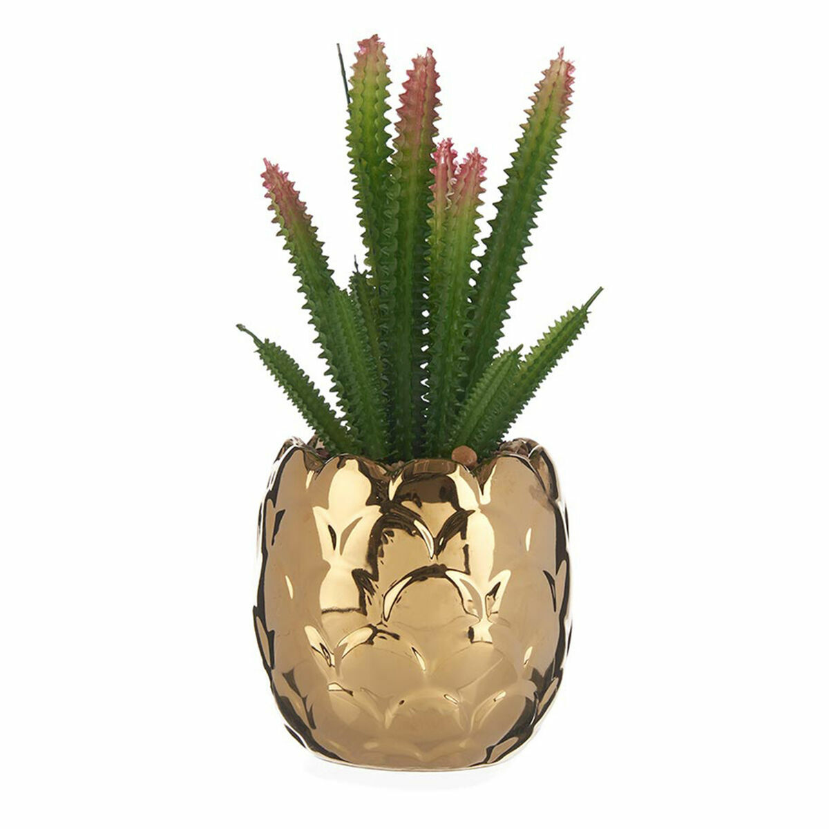 Dekorativ växt Ibergarden HY2-44 Keramik Plast Kaktus 10 x 20 x 10 cm Grön Gyllene (6 antal) - 4
