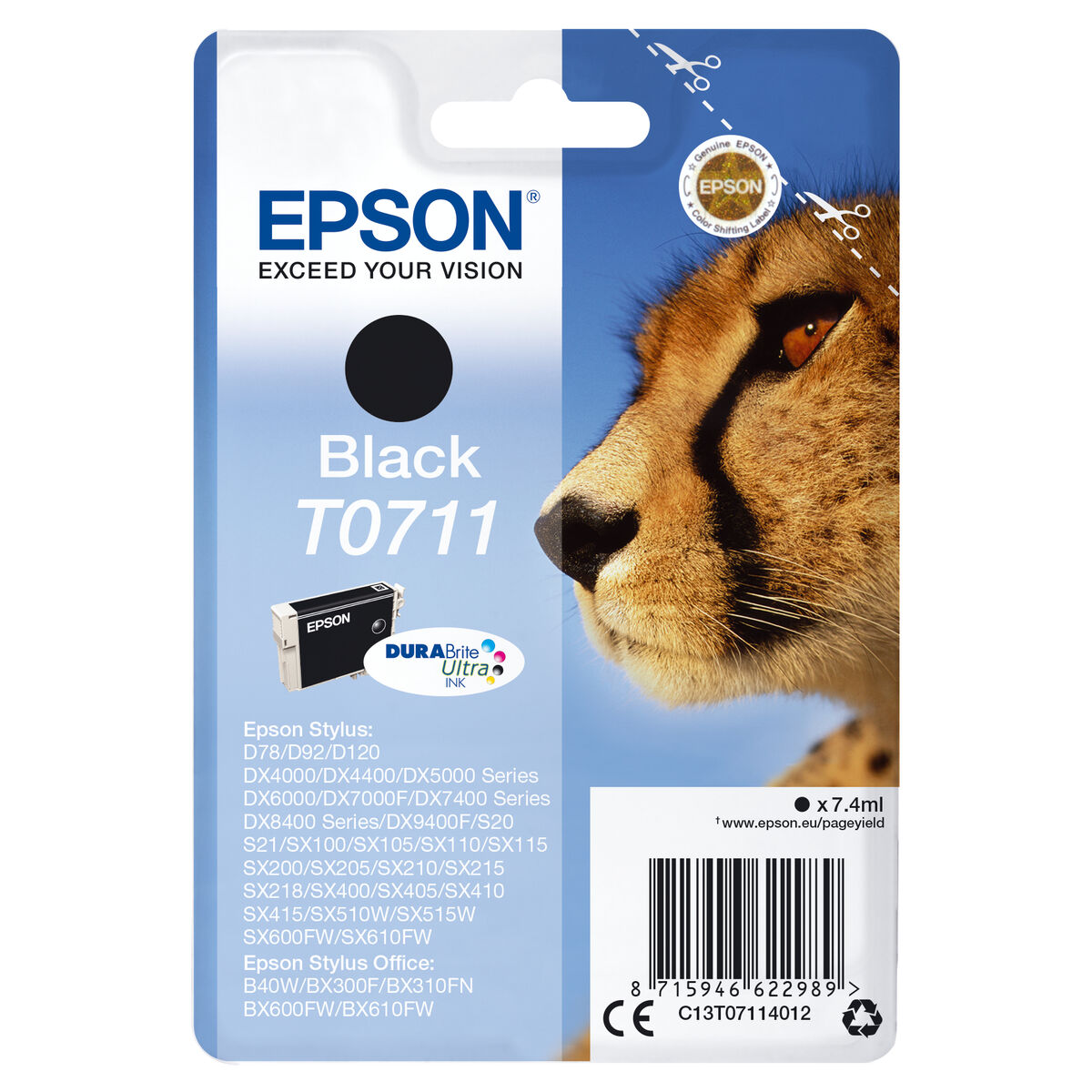 Original Bläckpatron Epson C13T07114012 Svart