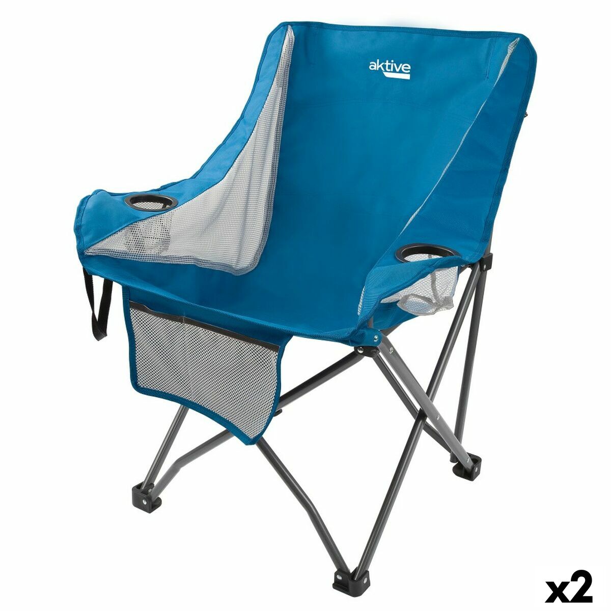 Hopfällbar campingstol Aktive Blå 48 x 86 x 50 cm (2 antal) - 8