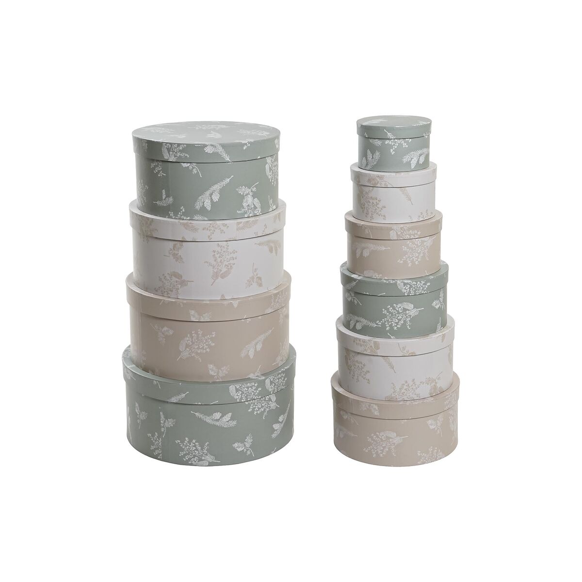 Set med stapelbara förvaringslådor DKD Home Decor Beige Brun Grön Papp (37,5 x 37,5 x 18 cm) - 4