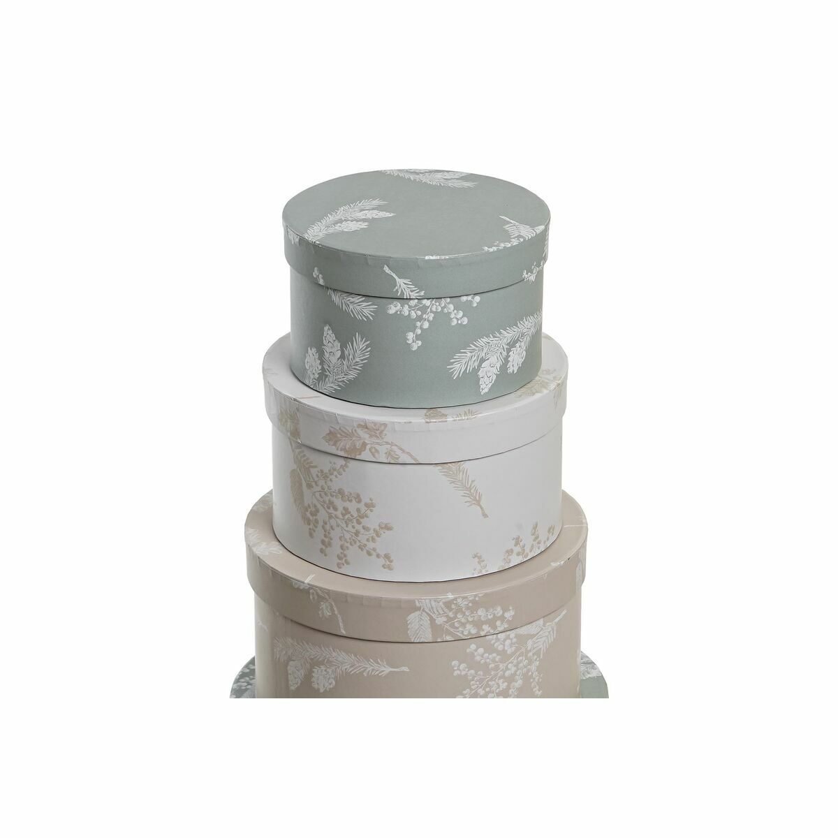 Set med stapelbara förvaringslådor DKD Home Decor Beige Brun Grön Papp (37,5 x 37,5 x 18 cm) - 5