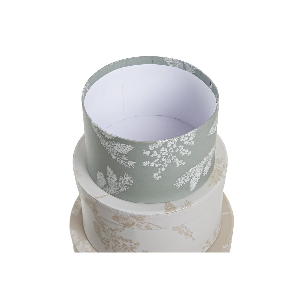 Set med stapelbara förvaringslådor DKD Home Decor Beige Brun Grön Papp (37,5 x 37,5 x 18 cm) - 3