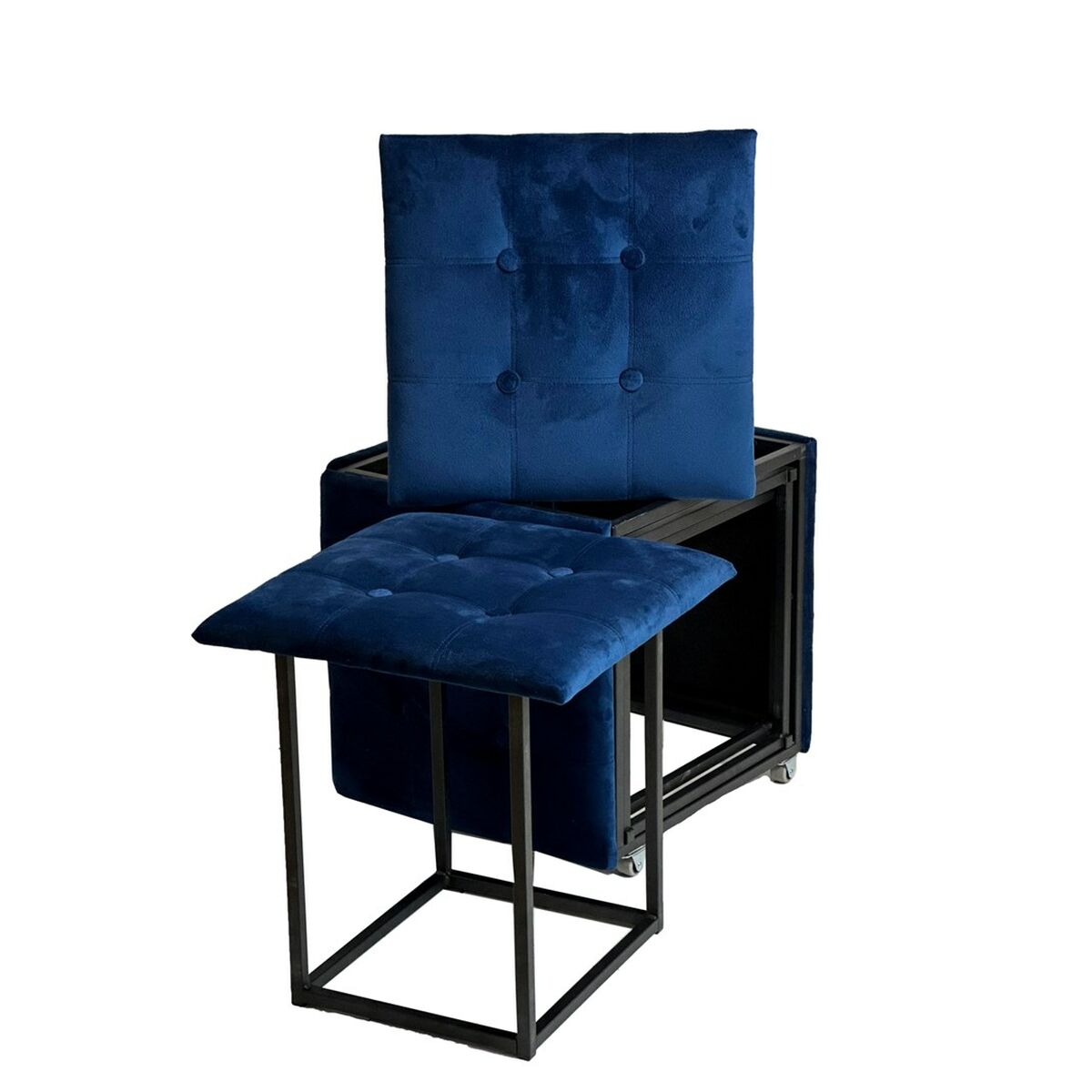 Stolset GO GIFT Transformer Rödbrun Sammet Stål 50 x 50 x 50 cm Puff 5-i-1 5 antal - 2
