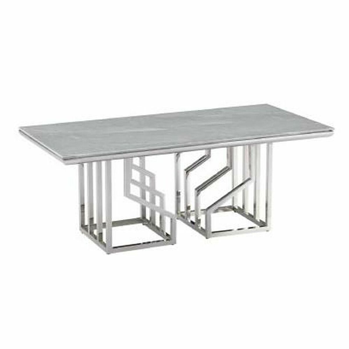 Soffbord DKD Home Decor Vit Silvrig Glas Stål 120 x 60 x 40 cm - 3