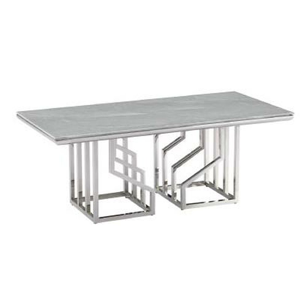 Soffbord DKD Home Decor Vit Silvrig Glas Stål 120 x 60 x 40 cm