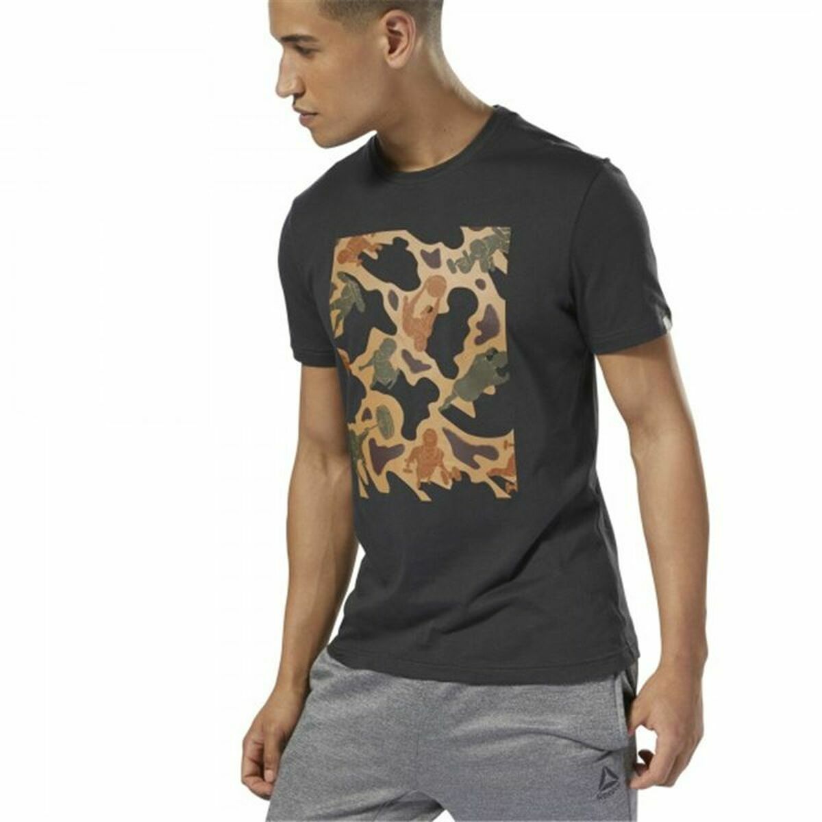 T-shirt med kortärm Herr Reebok Sportswear Training Kamouflage Svart - 11