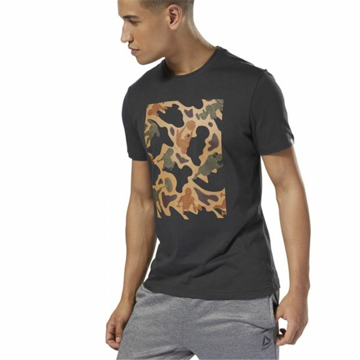 T-shirt med kortärm Herr Reebok Sportswear Training Kamouflage Svart - 4