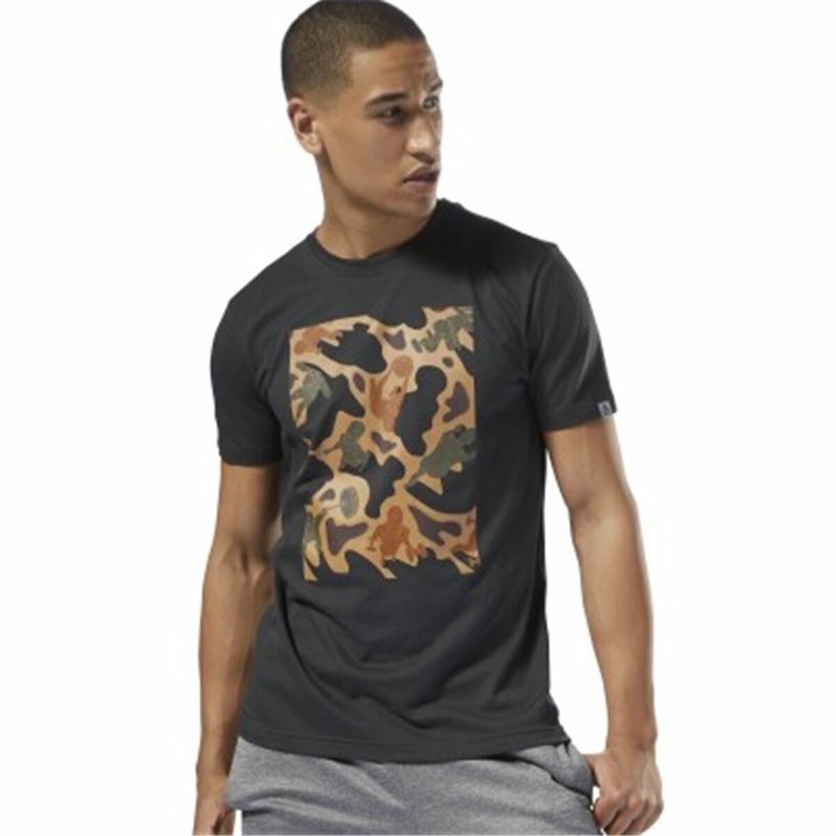 T-shirt med kortärm Herr Reebok Sportswear Training Kamouflage Svart - 3