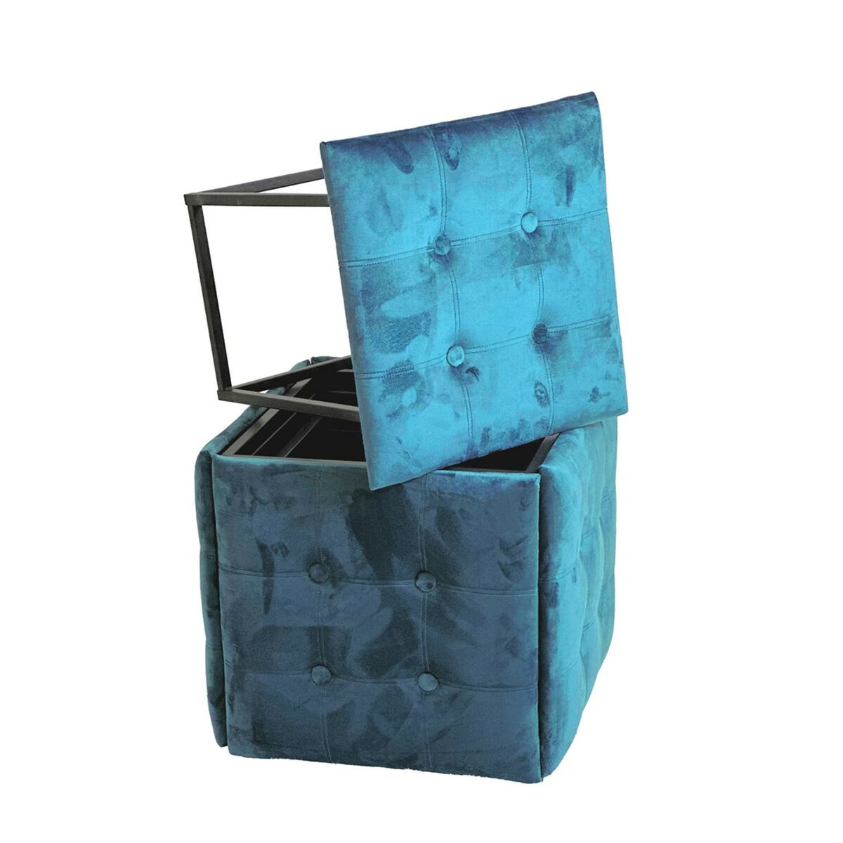 Stolset GO GIFT Transformer Blå Sammet Stål 50 x 50 x 50 cm Puff 5-i-1 5 antal