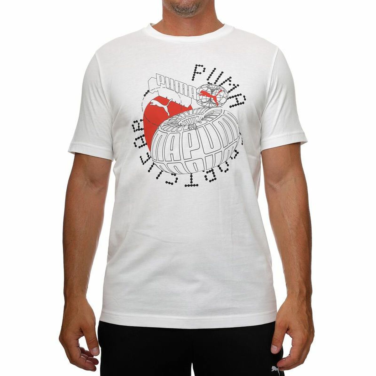 T-shirt med kortärm Herr Puma Grpahics Execution Vit