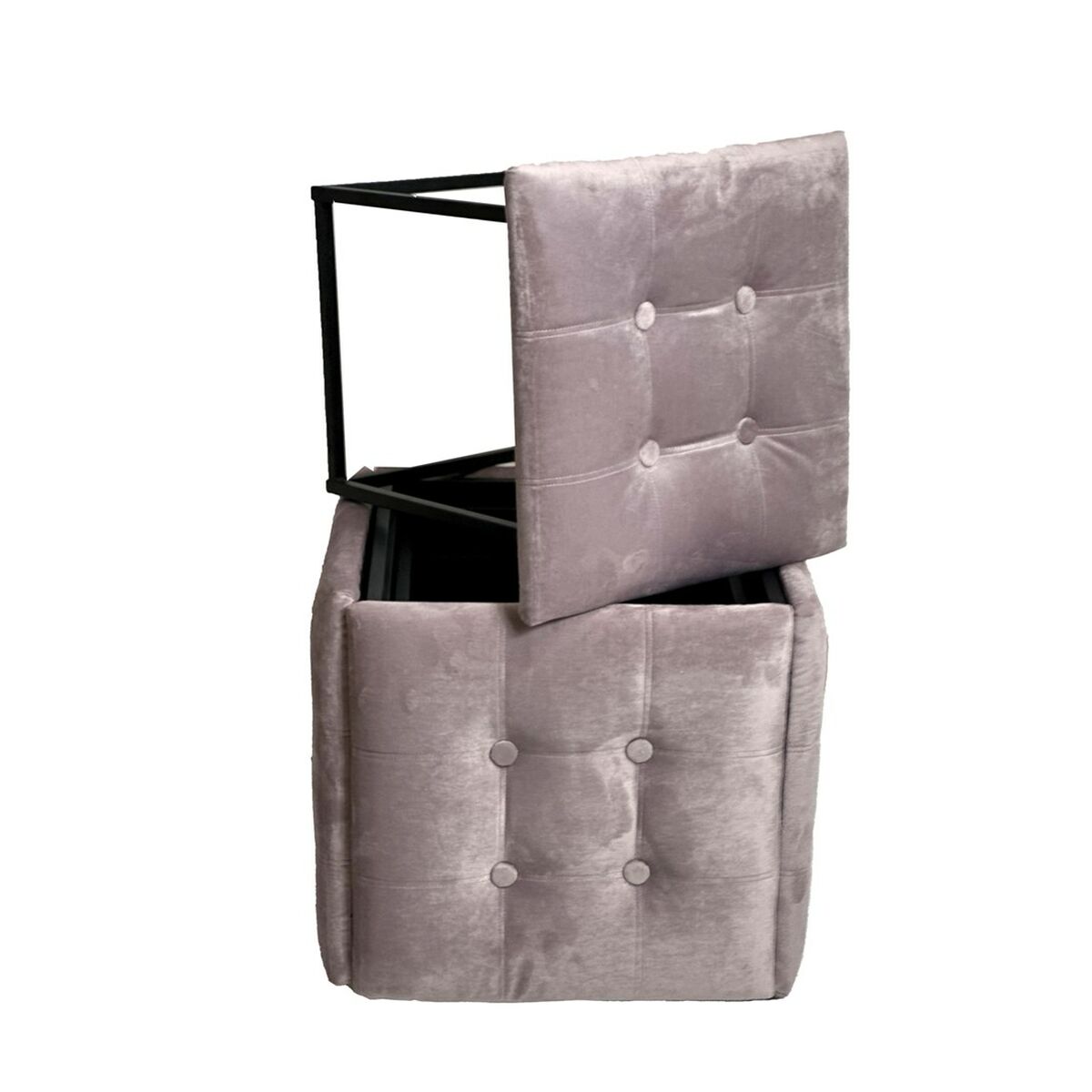 Stolset GO GIFT Transformer Rosa Sammet Stål 50 x 50 x 50 cm Puff 5-i-1 5 antal