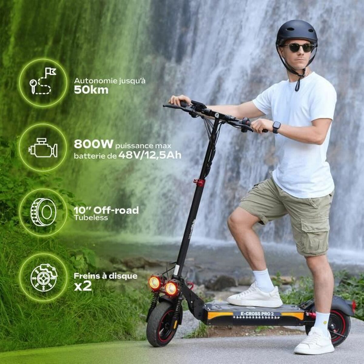 Elscooter Urbanglide ECROSS PRO 2 Svart 25 km/h 800 W - 2