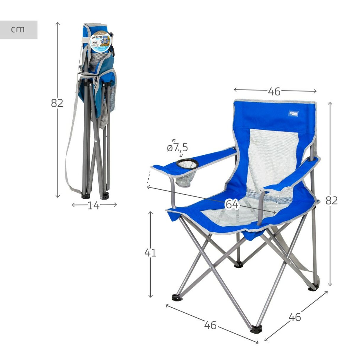 Hopfällbar campingstol Aktive Blå Grå 46 x 82 x 46 cm (4 antal) - 4