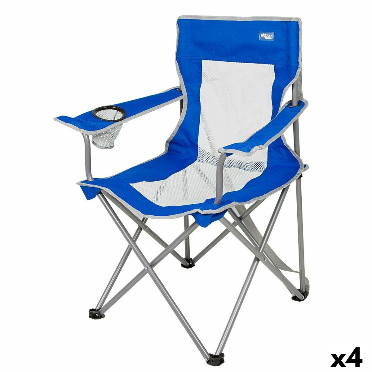 Hopfällbar campingstol Aktive Blå Grå 46 x 82 x 46 cm (4 antal) - 8