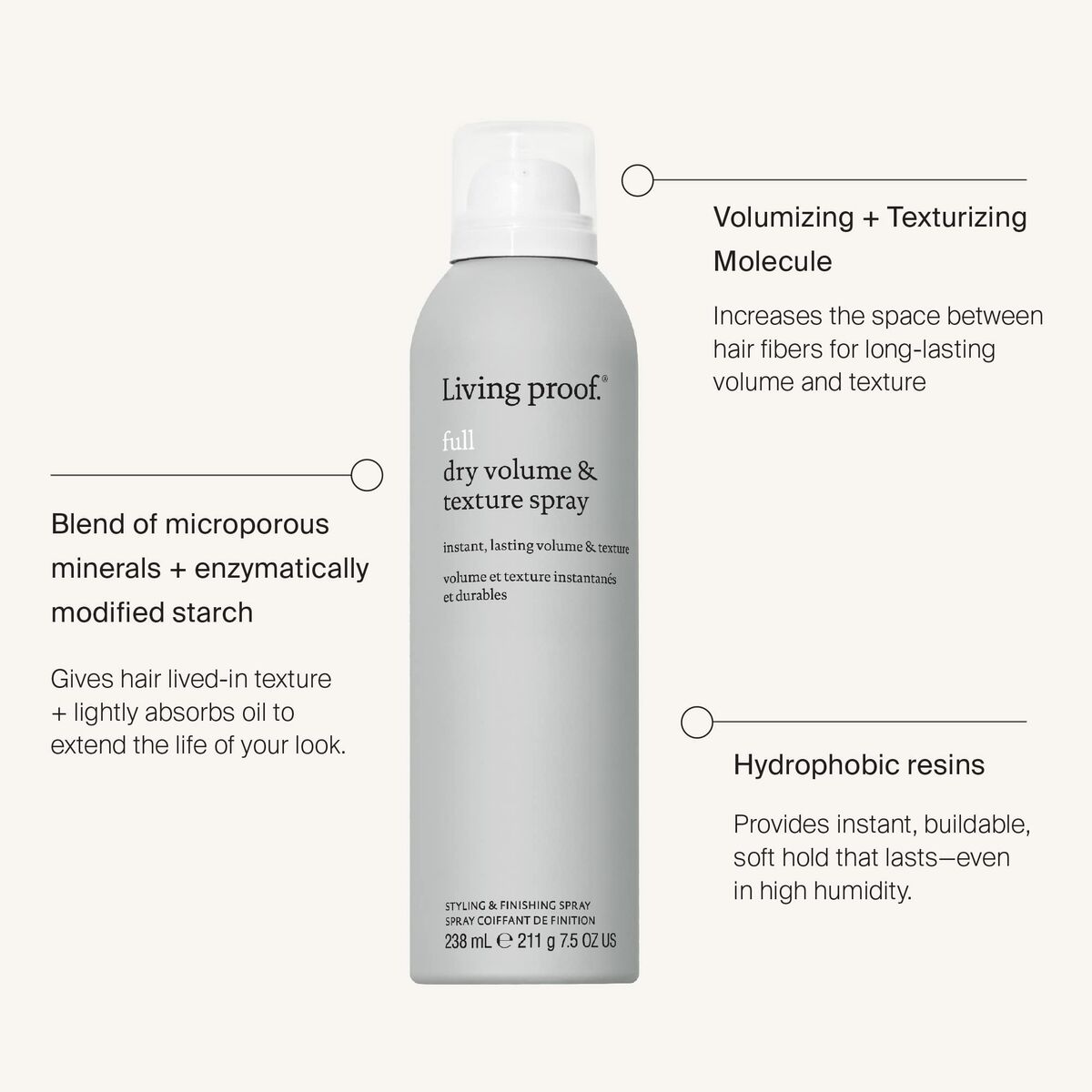 Volymgivande spray Living Proof Full 238 ml Strukturerare - 2