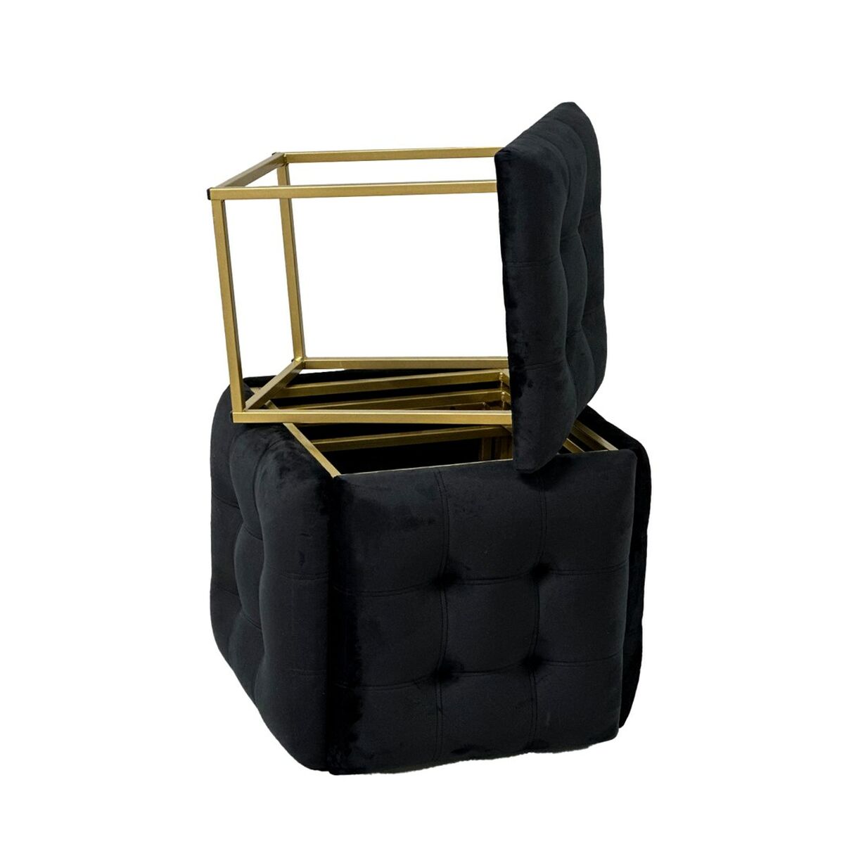 Stolset GO GIFT Transformer Svart Sammet Stål 50 x 50 x 50 cm Puff 5-i-1 5 antal