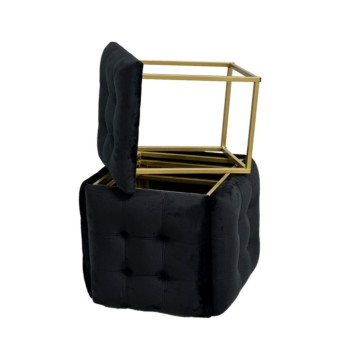 Stolset GO GIFT Transformer Svart Sammet Stål 50 x 50 x 50 cm Puff 5-i-1 5 antal - 2