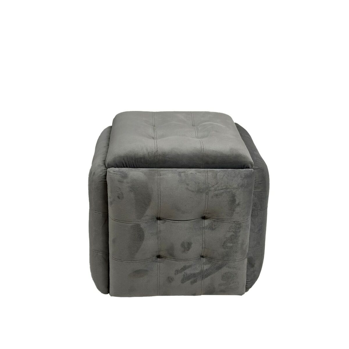 Stolset GO GIFT Transformer Grå Sammet Stål 50 x 50 x 50 cm Puff 5-i-1 5 antal - 3