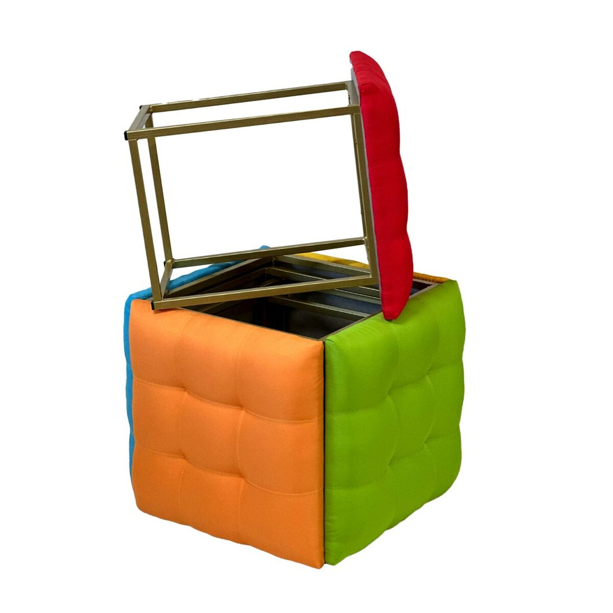 Stolset GO GIFT Transformer Multicolour Läder Stål 50 x 50 x 50 cm Puff 5-i-1 5 antal