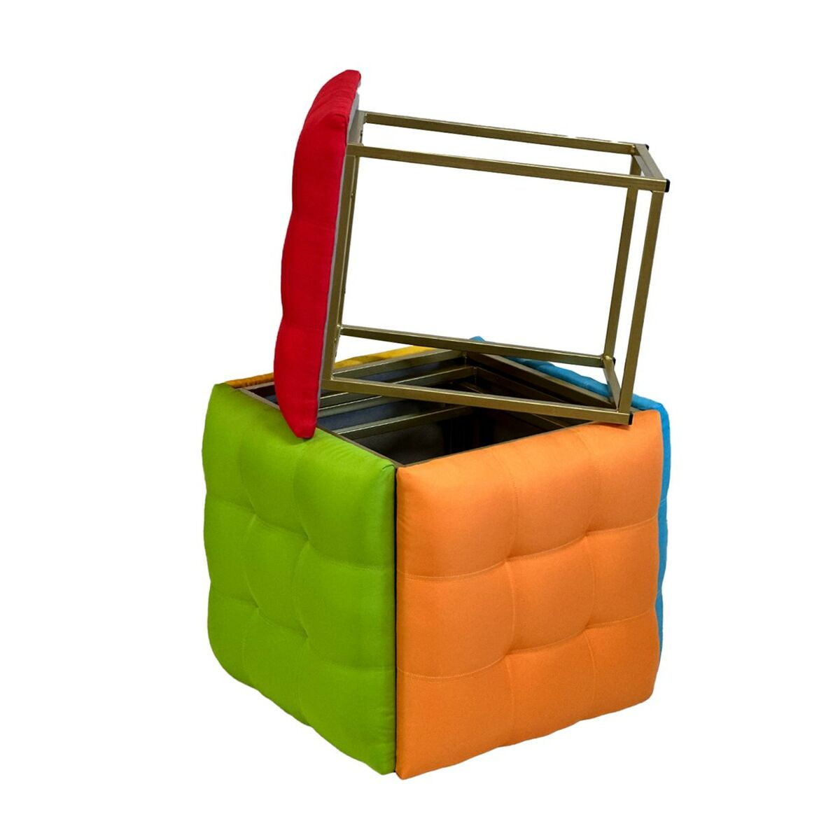Stolset GO GIFT Transformer Multicolour Läder Stål 50 x 50 x 50 cm Puff 5-i-1 5 antal - 2