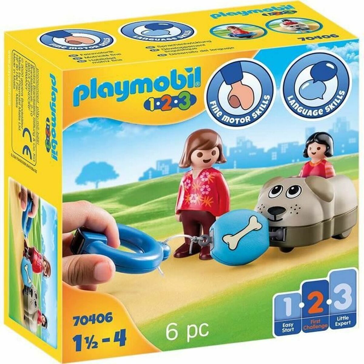 Playset Playmobil 1.2.3 Hund Pojkar 70406 (6 pcs) - 2