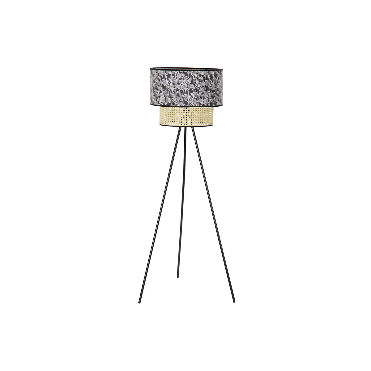 Golvlampa DKD Home Decor Naturell Svart Metall Palmer Polyester Kolonial (60 x 60 x 129 cm) - 7